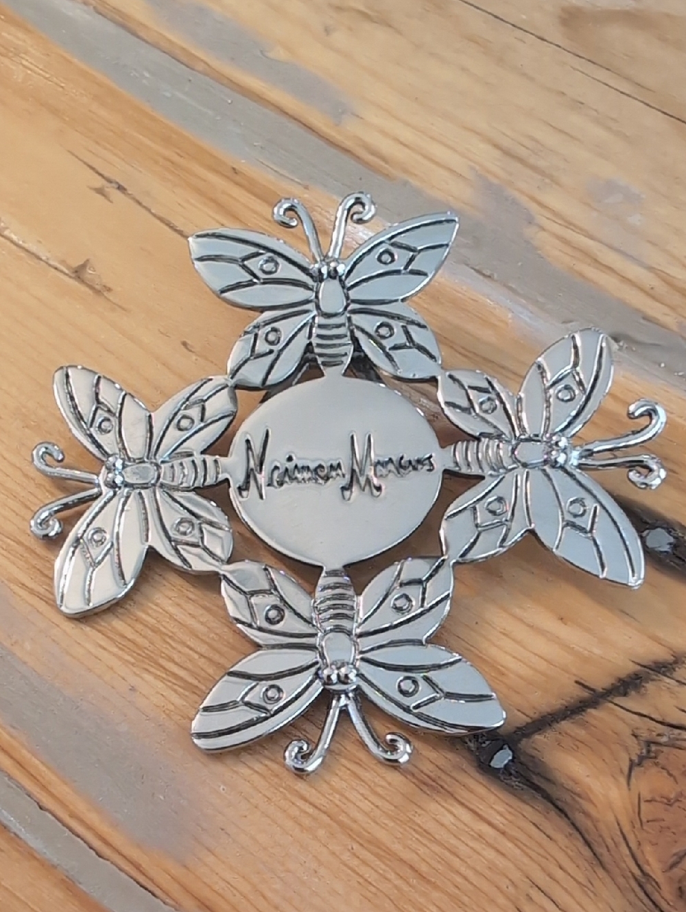 Vintage 90's Neiman Marcus Silver Butterfly Brooch Scarf Clip